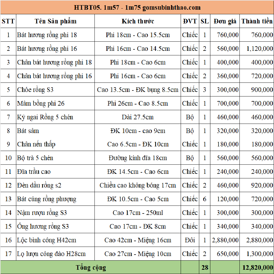 Bộ đồ thờ 3 Bát hương Gốm sứ Bát Tràng Men Hoàng thổ Đắp nổi - Hàng chuẩn Nghệ nhân HTBT05 