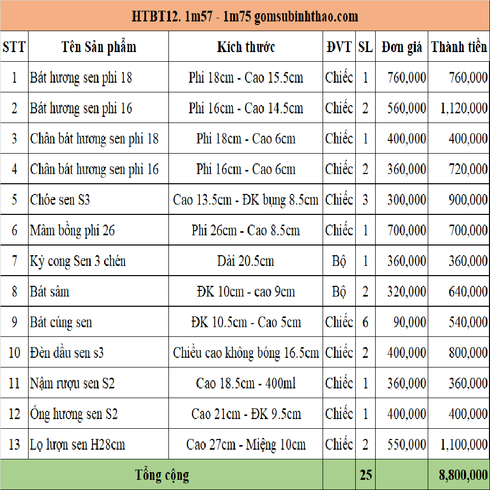  Bộ đồ thờ 3 Bát hương Gốm sứ Bát Tràng Men Hoàng thổ Đắp nổi - Hàng chuẩn Nghệ nhân HTBT12 