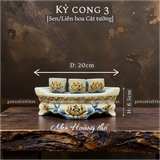  Kỷ thờ - Kỷ cong Sen Men hoàng thổ Đắp nổi Cao cấp - Gốm Nghệ nhân Bát Tràng 
