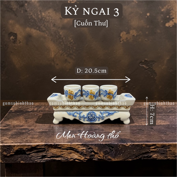  Kỷ ngai thờ Men hoàng thổ Đắp nổi Cao cấp - Gốm Nghệ nhân Bát Tràng 