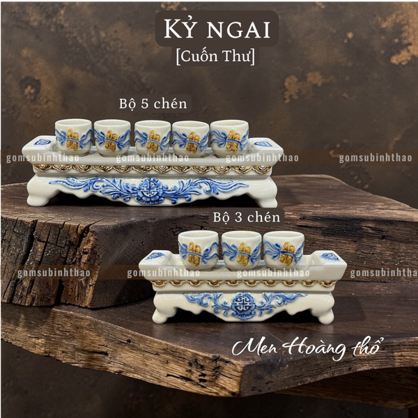  Kỷ ngai thờ Men hoàng thổ Đắp nổi Cao cấp - Gốm Nghệ nhân Bát Tràng 