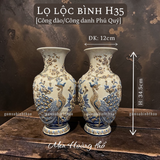  Lọ lộc bình Công đào Men hoàng thổ Đắp nổi Cao cấp - Gốm Nghệ nhân Bát Tràng 