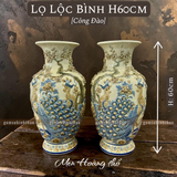  Lọ lộc bình Công đào Men hoàng thổ Đắp nổi Cao cấp - Gốm Nghệ nhân Bát Tràng 