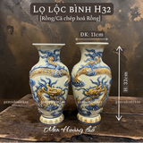  Lọ lộc bình Rồng Men hoàng thổ Đắp nổi Cao cấp - Gốm Nghệ nhân Bát Tràng 