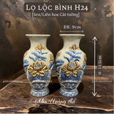  Lọ lộc bình Sen Men hoàng thổ Đắp nổi Cao cấp - Gốm Nghệ nhân Bát Tràng 