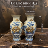  Lọ lộc bình Sen Men hoàng thổ Đắp nổi Cao cấp - Gốm Nghệ nhân Bát Tràng 