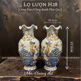  Lọ hoa miệng lượn Công đào Men hoàng thổ Đắp nổi Cao cấp - Gốm Nghệ nhân Bát Tràng 