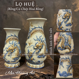  Lọ huệ Rồng Men hoàng thổ Đắp nổi Cao cấp - Gốm Nghệ nhân Bát Tràng 