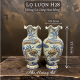  Lọ hoa miệng lượn Rồng Phượng Men hoàng thổ Đắp nổi Cao cấp - Gốm Nghệ nhân Bát Tràng 