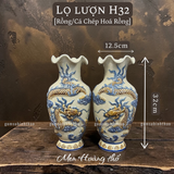  Lọ hoa miệng lượn Rồng Phượng Men hoàng thổ Đắp nổi Cao cấp - Gốm Nghệ nhân Bát Tràng 