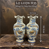  Lọ hoa miệng lượn Rồng Phượng Men hoàng thổ Đắp nổi Cao cấp - Gốm Nghệ nhân Bát Tràng 
