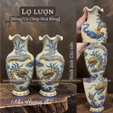  Lọ hoa miệng lượn Rồng Phượng Men hoàng thổ Đắp nổi Cao cấp - Gốm Nghệ nhân Bát Tràng 