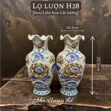  Lọ hoa miệng lượn Sen Men hoàng thổ Đắp nổi Cao cấp - Gốm Nghệ nhân Bát Tràng 