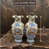  Lọ hoa miệng lượn Sen Men hoàng thổ Đắp nổi Cao cấp - Gốm Nghệ nhân Bát Tràng 