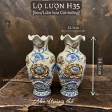  Lọ hoa miệng lượn Sen Men hoàng thổ Đắp nổi Cao cấp - Gốm Nghệ nhân Bát Tràng 