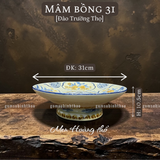  Mâm bồng Men hoàng thổ Đắp nổi Cao cấp - Gốm Nghệ nhân Bát Tràng 