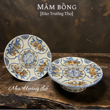  Mâm bồng Men hoàng thổ Đắp nổi Cao cấp - Gốm Nghệ nhân Bát Tràng 