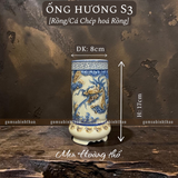  Ống hương Rồng Men hoàng thổ Đắp nổi Cao cấp - Gốm Nghệ nhân Bát Tràng 