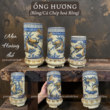  Ống hương Rồng Men hoàng thổ Đắp nổi Cao cấp - Gốm Nghệ nhân Bát Tràng 