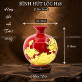  Bình hút lộc men màu họa tiết vàng 24K đắp nổi 3D 