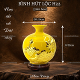  Bình hút lộc men màu họa tiết vàng 24K đắp nổi 3D 