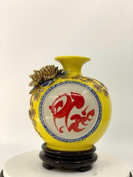  Bình hút lộc men màu họa tiết đắp nổi 3D 