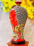  Bình mai men màu đắp nổi 3D 