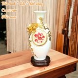  Bảo bình men màu đắp nổi dát vàng 24K họa tiết CHỮ LỘC hàng Bát Tràng cao cấp BBVHLDV 