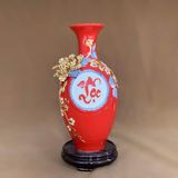  Bảo bình men màu đắp nổi 3D họa tiết CHỮ LỘC hàng Bát Tràng cao cấp BBVHL 