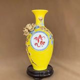  Bảo bình men màu đắp nổi 3D họa tiết CHỮ LỘC hàng Bát Tràng cao cấp BBVHL 