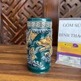  Ống hương rồng men xanh ngọc họa tiết đắp nổi - Gốm sứ Bát Tràng chính hãng 