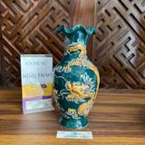  Lọ lượn rồng men xanh họa tiết đắp nổi - Gốm sứ Bát Tràng cao cấp 