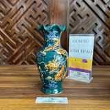  Lọ lượn rồng men xanh họa tiết đắp nổi - Gốm sứ Bát Tràng cao cấp 
