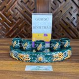  Bộ kỷ thờ cúng, bộ ly thờ, chung nước men xanh ngọc họa tiết rồng đắp nổi - Gốm sứ Bát Tràng cao cấp 