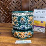  Bát hương rồng men xanh ngọc họa tiết đắp nổi, Bát hương thờ thần linh, gia tiên - Gốm sứ Bát Tràng 