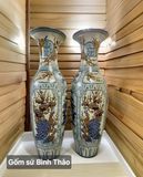  Lọ lộc bình Tứ cảnh men rạn họa tiết đắp nổi - Gốm sứ Bát Tràng cao cấp LBTC-DN 