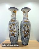  Lọ lộc bình Tứ cảnh men rạn họa tiết đắp nổi - Gốm sứ Bát Tràng cao cấp LBTC-DN 