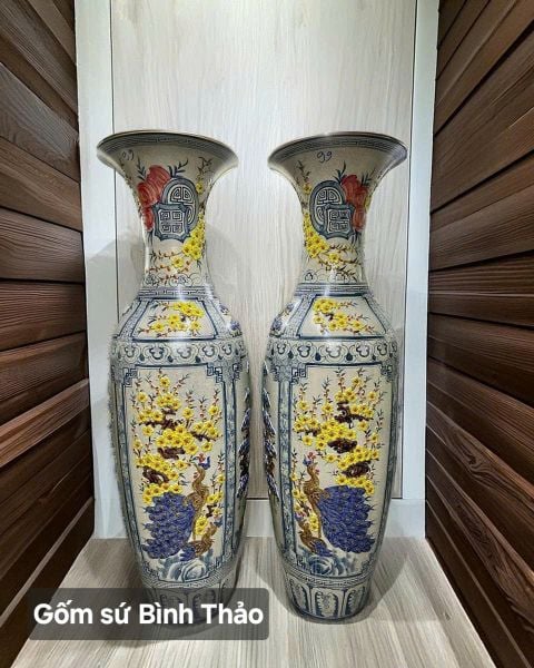  Lọ lộc bình Tứ cảnh men rạn họa tiết đắp nổi - Gốm sứ Bát Tràng cao cấp LBTC-DN 