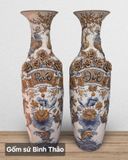  Lọ lộc bình Phúc đức men rạn đắp nổi 3D - Gốm sứ Bát Tràng LBPD-HN 