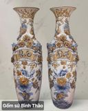  Lọ lộc bình Phúc đức phú quý men rạn đắp nổi 3D - Gốm sứ Bát Tràng cao cấp LBPDPQ-HN 