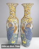  Lọ lộc bình Công hoa mai men rạn đắp nổi - Gốm sứ Bát Tràng cao cấp LBCM-HN 