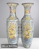  Lọ lộc bình Tứ cảnh hoa mai men rạn đắp nổi - Gốm sứ Bát Tràng chính hãng LBTCHM-HN 