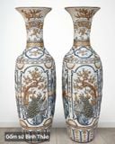  Lọ lộc bình Tứ cảnh phúc đức men rạn đắp nổi - Gốm sứ Bát Tràng cao cấp LBTCPD-HN 