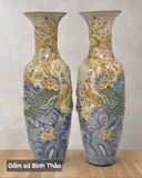  Lọ lộc bình Công đào men rạn đắp nổi - Gốm sứ Bát Tràng chính hãng LBCDT-HN 