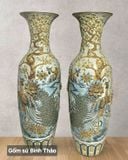  Lọ lộc bình Công đào men rạn đắp nổi - Gốm sứ Bát Tràng chính hãng LBCDT-HN 