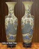  Lọ lộc bình Công đào đắp nổi - Gốm sứ Bát Tràng cao cấp LBHTCD-DM 