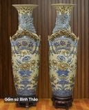  Lọ lộc bình Phúc Lộc Thọ đắp nổi - Gốm sứ Bát Tràng cao cấp LBHTPLT-DM 