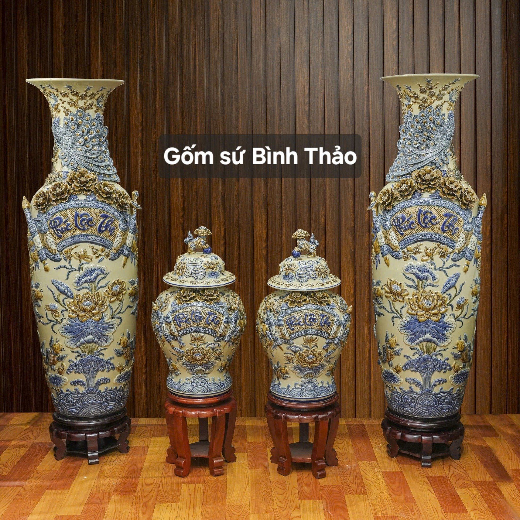  Chóe Phúc Lộc Thọ đắp nổi - Gốm sứ Bát Tràng chính hãng 