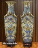  Lọ lộc bình Phúc Đức đắp nổi - Gốm sứ Bát Tràng cao cấp LBHTPD-DM 