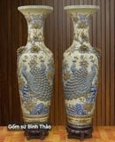  Lọ lộc bình Công đào đắp nổi - Gốm sứ Bát Tràng cao cấp LBHTCD-DM 